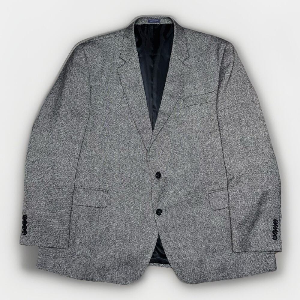 Stafford 52R Gray Merino Wool Birdseye Tweed Mens Blazer Suit Jacket‎ Sport Coat